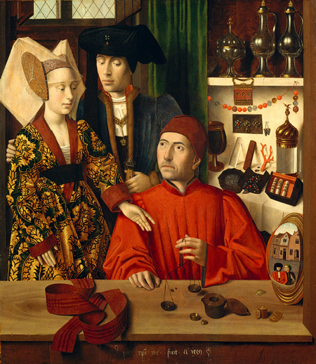 Un orfèvre dans son magasin 1449 (A_Goldsmith in His Shop). Tableau de Petrus Christus. The metropolitan museum of Art, New York