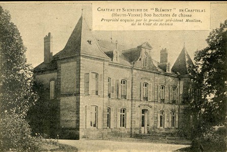 Château de Blémont, Chaptelat. CPA collection privée.