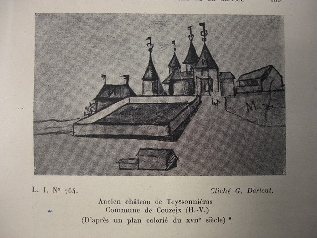 Chateau de Teixonnieras, Couzeix. Extrait BSHAL, tome 34, page 189. 